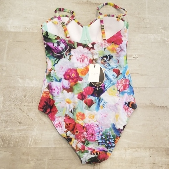 💕TED BAKER💕 Imari Floral Swirl One-Piece Swimsuit Fuscia Multi-Color 34C/D NWT - Picture 8 of 8